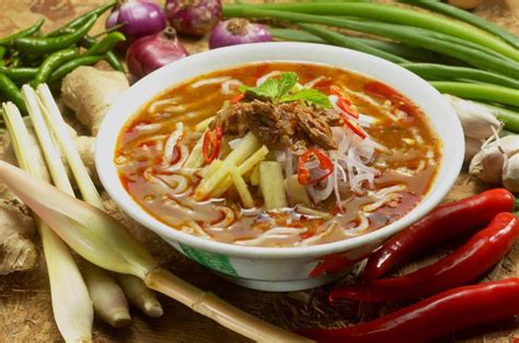  Laksa Penang: Một Món Ngon Ngất Ngây Kết Hợp Sự Bốc Lửa Của Gia Vị Và Sợi Mì Trơn Tru như Tơ Lụa!